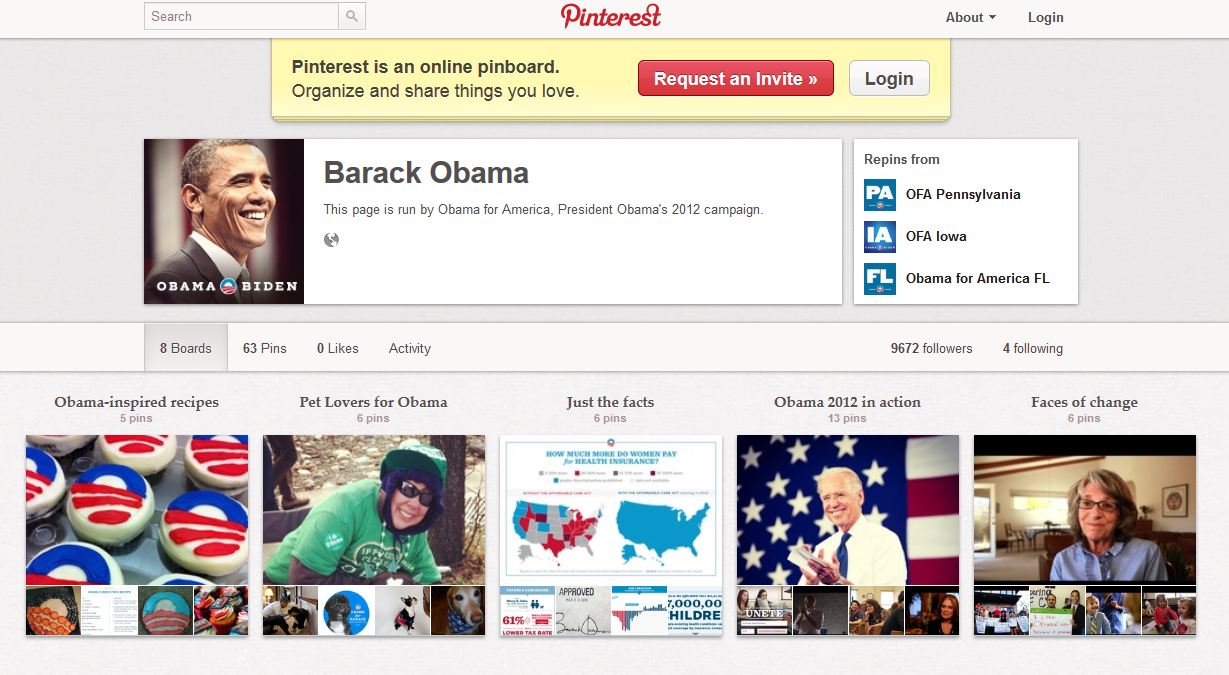 Και ο Ομπάμα στο Pinterest