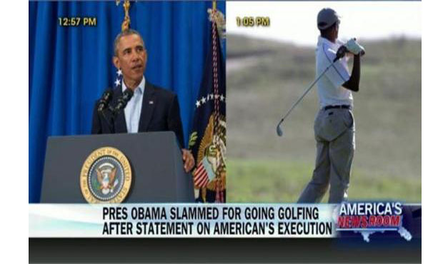 Ο Ομπάμα μετά το διάγγελμα για τον αποκεφαλισμό του Φόλεϊ παίζει περιχαρής γκολφ με φίλους