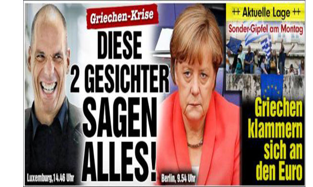 Bild: Ο γελαστός Βαρουφάκης και η εξαπατημένη Μέρκελ