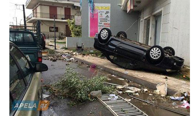 Βιβλικές καταστροφές από ανεμοστρόβιλο σε Καλαμάτα και Σκάλα Λακωνίας